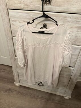 Lane Bryant Light Pink Eyelet Sleeve Knit Top